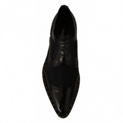 Scarpe velate con punta alari in pelle nera con broques - EU38.5/US8