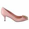 Scarpe con tacco in pelle rosa con tacco in cristallo - EU35/US4.5