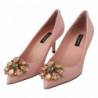 Scarpe con tacco in pelle rosa con tacco in cristallo - EU35/US4.5