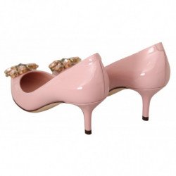 Scarpe con tacco in pelle rosa con tacco in cristallo - EU35/US4.5