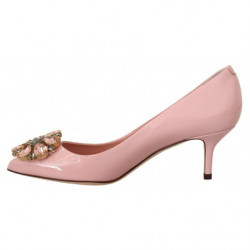 Scarpe con tacco in pelle rosa con tacco in cristallo - EU35/US4.5