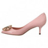 Scarpe con tacco in pelle rosa con tacco in cristallo - EU35/US4.5
