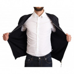 Giacca da uomo bomber corta in seta blu - IT50 - L