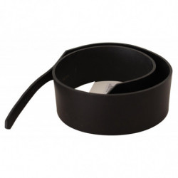 Cintura con fibbia rotonda argento in pelle nera - 85 CM / 34 INCHES