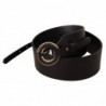 Cintura con fibbia rotonda argento in pelle nera - 85 CM / 34 INCHES
