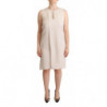 Abito trapezio ginocchio scollo rotondo senza maniche beige - IT42-M