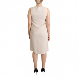 Abito trapezio ginocchio scollo rotondo senza maniche beige - IT42-M