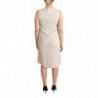 Abito trapezio ginocchio scollo rotondo senza maniche beige - IT42-M