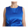 Abito tubino midi plissettato senza maniche in acetato blu - IT46-XL