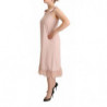 Abito midi trapezio piume senza maniche poliestere rosa - IT42-M