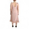 Abito midi trapezio piume senza maniche poliestere rosa - IT42-M