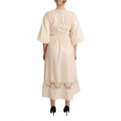 Abito portafoglio maxi trapezio maniche corte bianco sporco - IT42-M