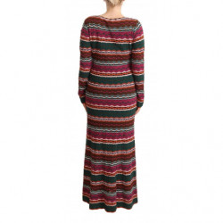 Maxi tubino in maglia di lana a righe multicolor - IT44-L