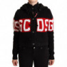Giacca cardigan logo abbottonato cappuccio cashmere nero - IT40-S
