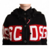 Giacca cardigan logo abbottonato cappuccio cashmere nero - IT40-S