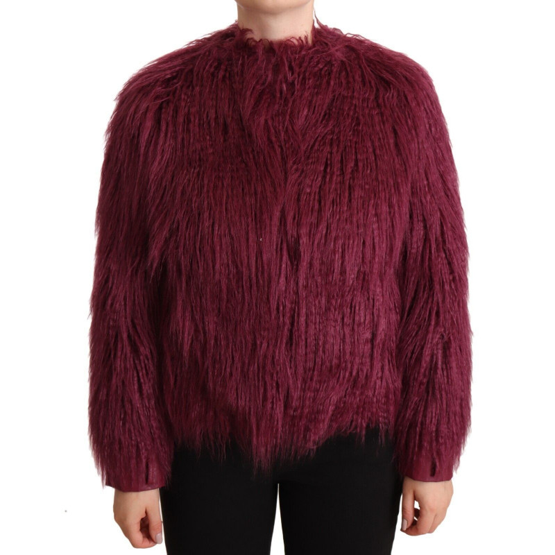 Giacca pullover a maniche lunghe in modacrilico bordeaux - IT44-L
