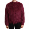 Giacca pullover a maniche lunghe in modacrilico bordeaux - IT44-L