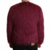 Giacca pullover a maniche lunghe in modacrilico bordeaux - IT44-L
