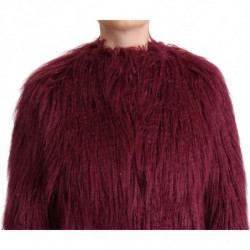 Giacca pullover a maniche lunghe in modacrilico bordeaux - IT44-L