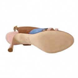 Sandali tacco slingback pelle scamosciata multicolor - EU37/US6.5