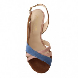 Sandali tacco slingback pelle scamosciata multicolor - EU37/US6.5
