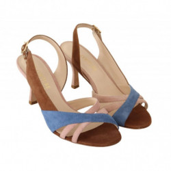 Sandali tacco slingback pelle scamosciata multicolor - EU37/US6.5
