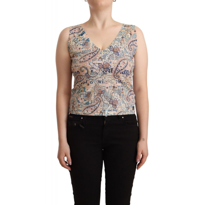 Canotta smanicata scollo a V in cotone multicolor - IT40-S