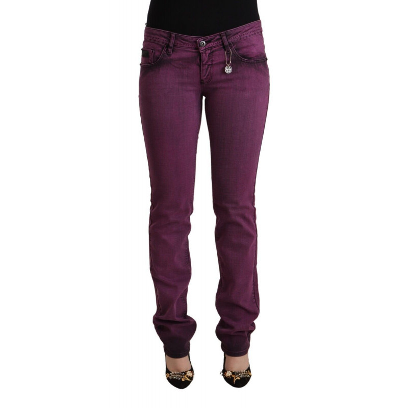Jeans in denim slim fit elasticizzati in cotone viola - W30
