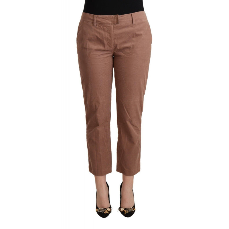 Pantaloni corti affusolati in cotone marrone - IT46-XL