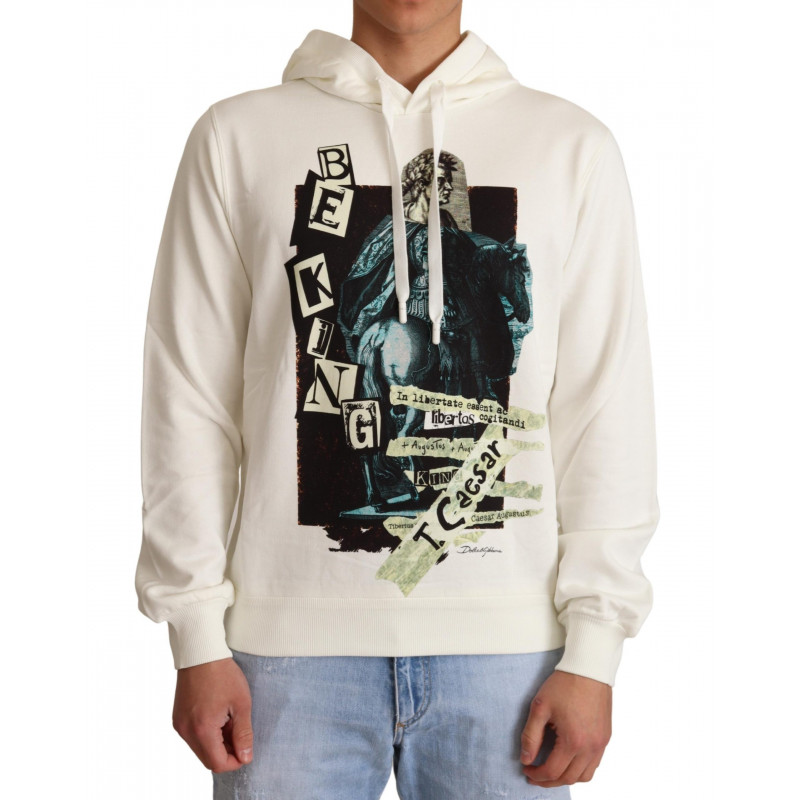 Maglione con cappuccio in cotone bianco Re Cesare - IT50 - L