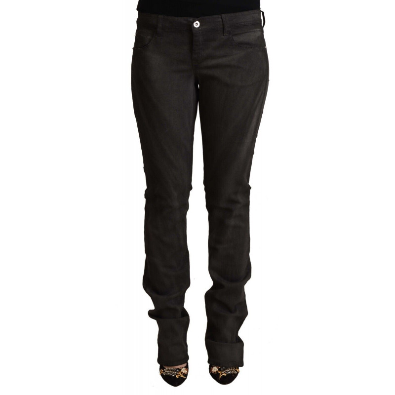 Pantaloni skinny a vita media in cotone nero - W32