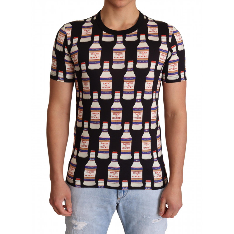 T-shirt girocollo con motivo bottiglia blu - IT46 - S
