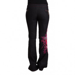 Jeans denim svasato cotone elasticizzato vita media cotone nero - I