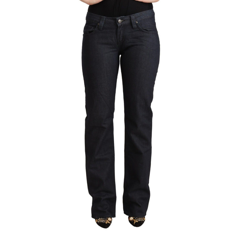 Jeans denim dritto vita bassa elasticizzato cotone blu scuro - W29