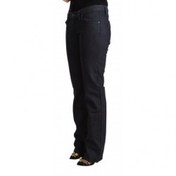 Jeans denim dritto vita bassa elasticizzato cotone blu scuro - W27