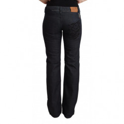 Jeans denim dritto vita bassa elasticizzato cotone blu scuro - W27