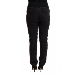 Jeans denim slim fit vita bassa cotone nero effetto invecchiato - W31