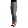 Jeans in denim corto a vita media effetto invecchiato azzurro - W34