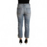 Jeans in denim corto a vita media effetto invecchiato azzurro - W34