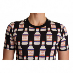 T-shirt girocollo con motivo bottiglia blu - IT46 - S