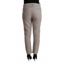 Pantaloni affusolati a vita media in misto lino grigio chiaro - W28
