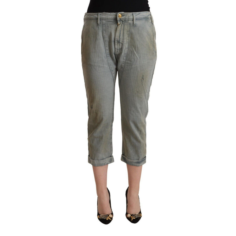 Pantaloni corti skinny a vita media in cotone 100% grigio - W26