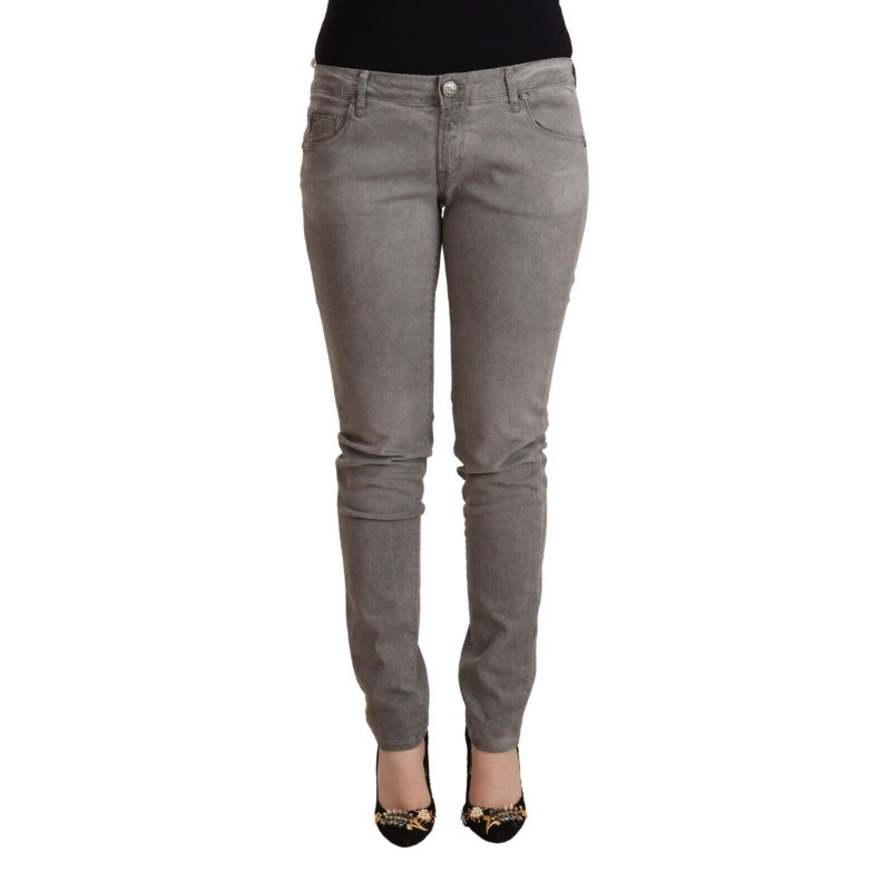 Jeans slim fit in denim di cotone lavato grigio chiaro - W30
