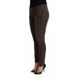 Jeans slim fit in denim di cotone marrone a vita bassa - IT40-S