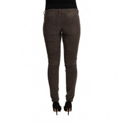 Jeans slim fit in denim di cotone marrone a vita bassa - IT40-S