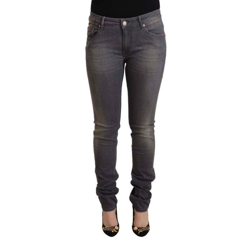 Jeans skinny in denim di cotone lavato grigio scuro - W34