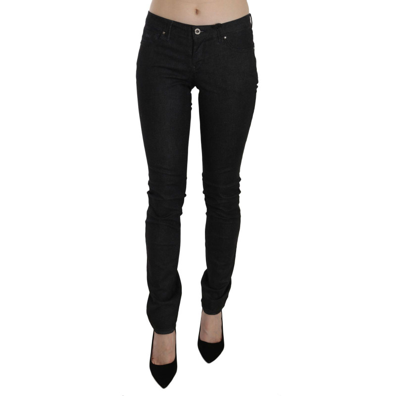 Jeans denim casual skinny a vita bassa neri - W30
