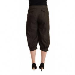 Pantaloni stile harem cropped in viscosa marrone - IT48-XXL