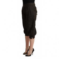 Pantaloni stile harem cropped in viscosa marrone - IT42-M