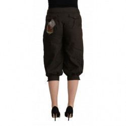 Pantaloni stile harem cropped in viscosa marrone - IT42-M